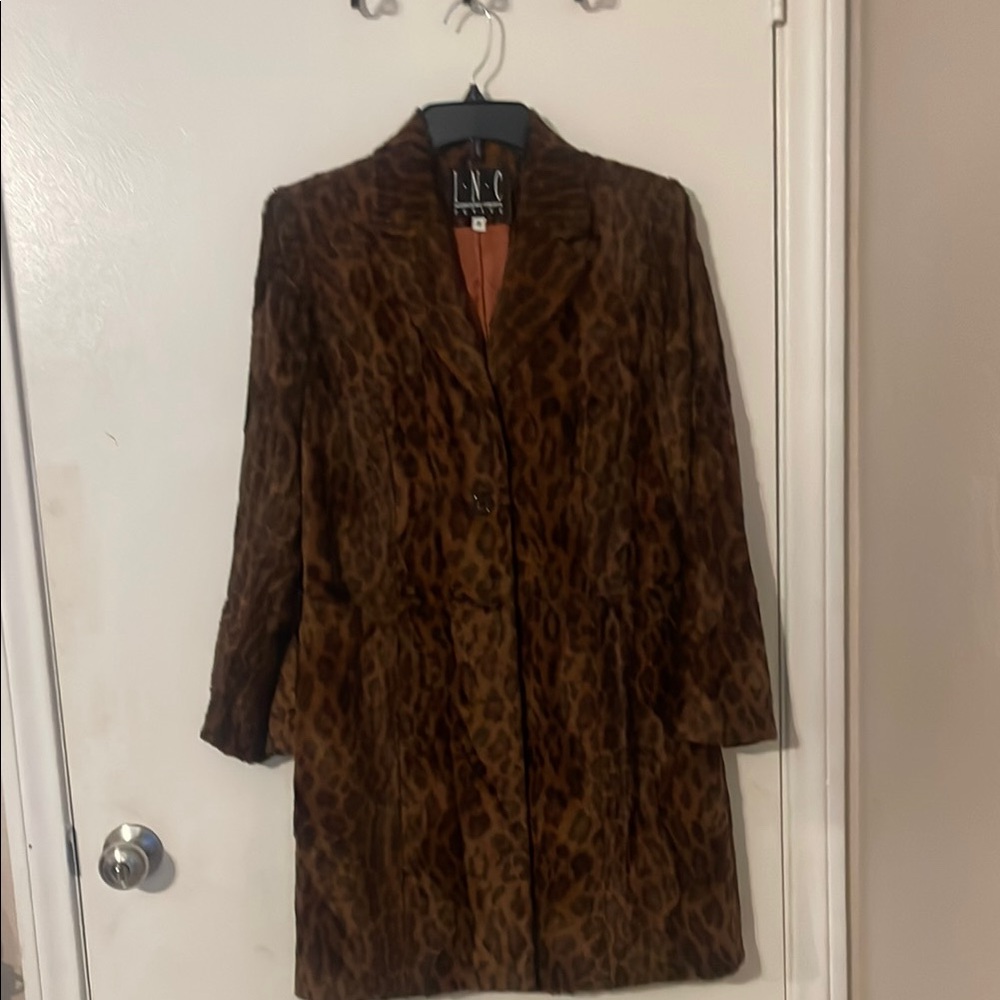 INC International Concepts Women's Leopard Print Coat